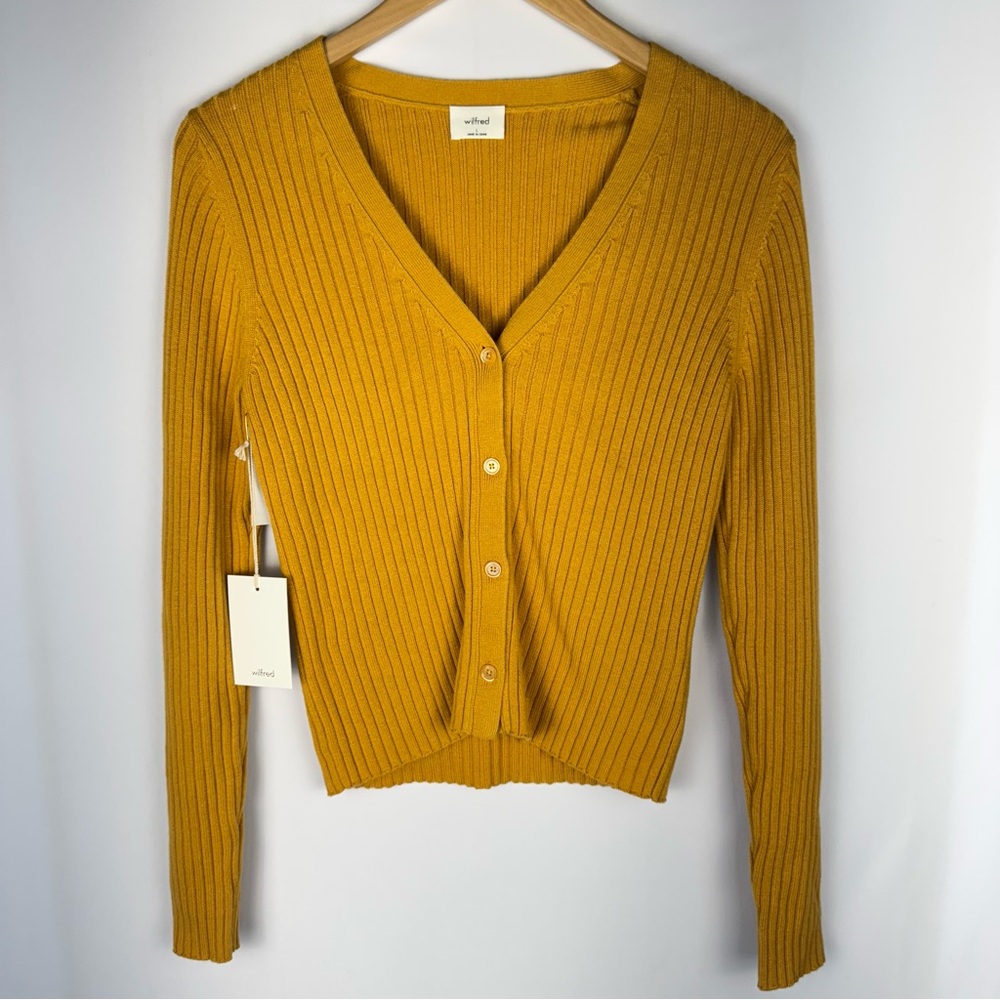 Aritzia Wilfred Manila V-Neck Cardigan Merino Wool